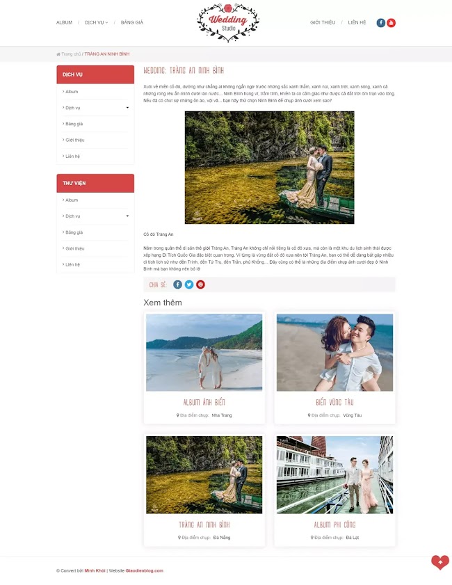 Template blogspot ảnh cưới Wedding Studio